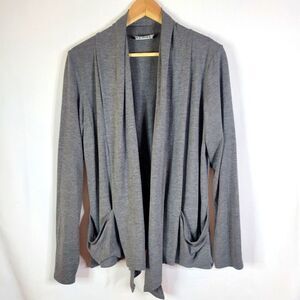 Gray Open Front Cardigan
